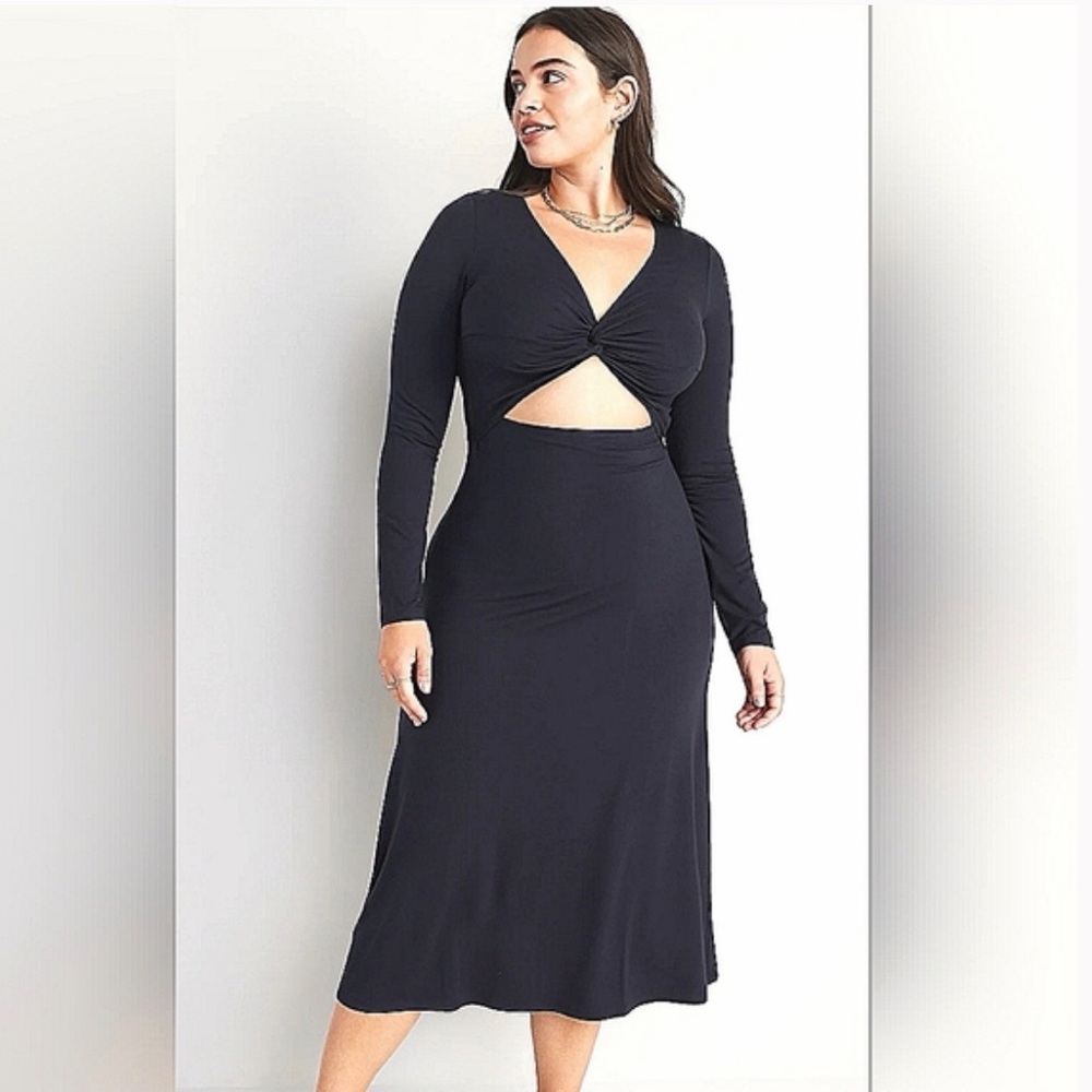 Old Navy Blue Casual Long Sleeve peekaboo dress • NWT